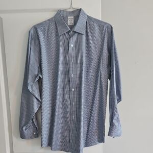 Brooks Brothers Blue Dress Shirt with Gingham Pattern